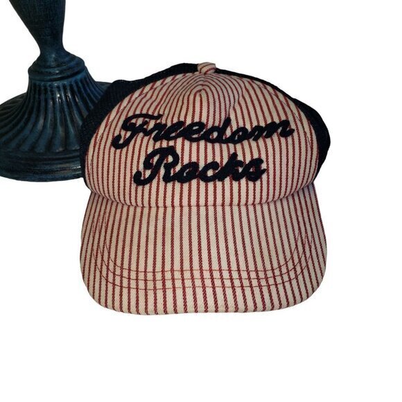 Freedom Rocks Adjustable Ball Cap Hat Snap Embroidered‎ Red White Blue  One Size - Picture 2 of 7